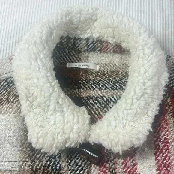 Maurice’s Plaid Flannel 0X Shacket Jacket Pockets Lagenlook Western Long Tall - Picture 10 of 13